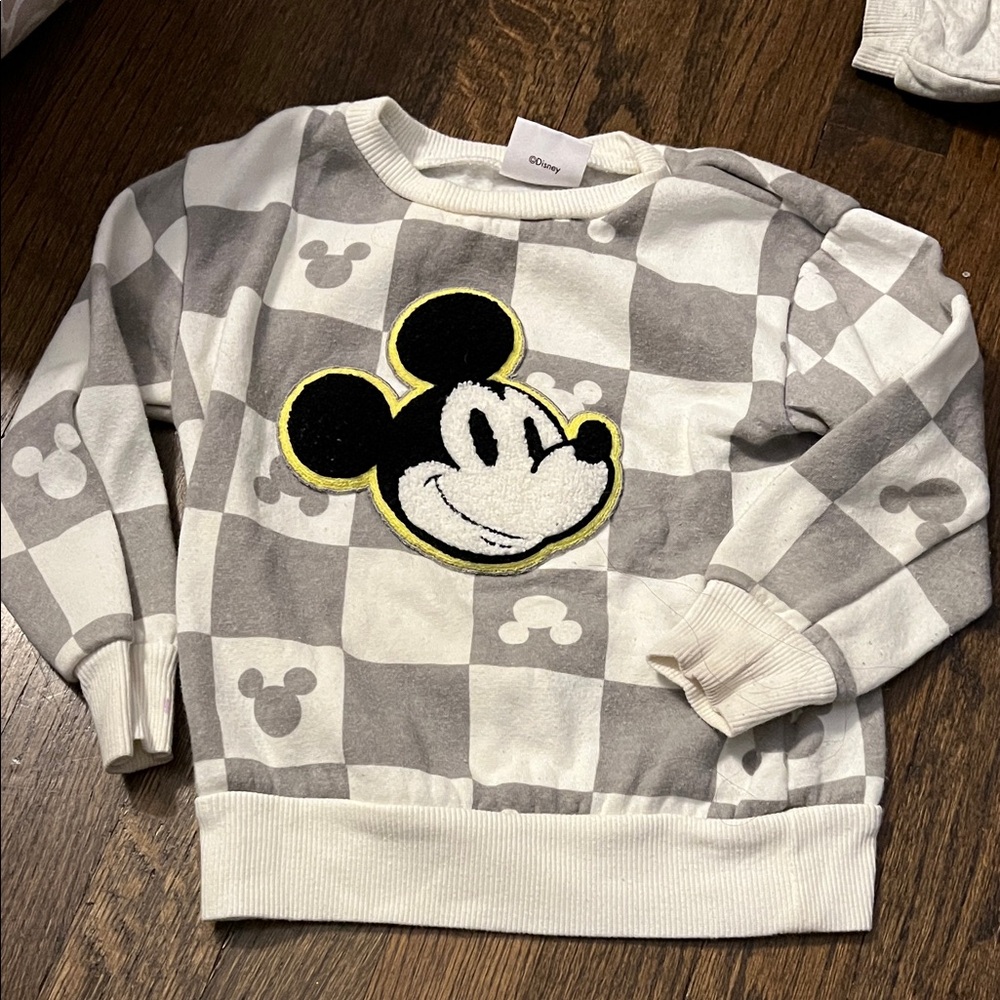 Disney Black and Gray Checkered Kids Sweatshirt